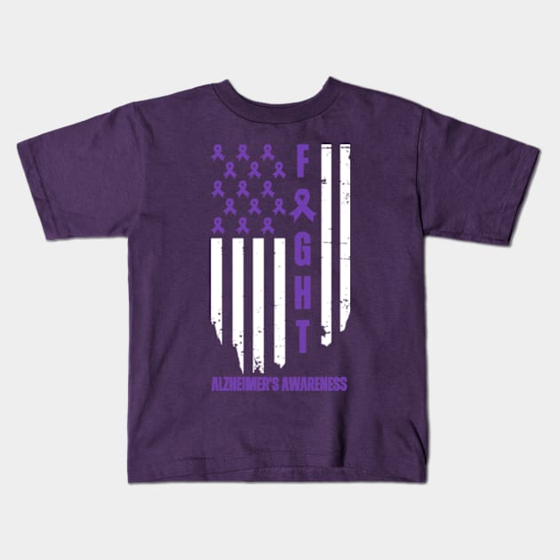 American Alzheimer's Fighter Dad Mom Kids T-Shirt by Davidsmith